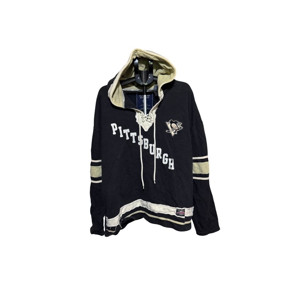 Old Time Hockey Pittsburgh Penguins‎ Hoodie Mens 2X Black Lace Up NHL Sweatshirt
